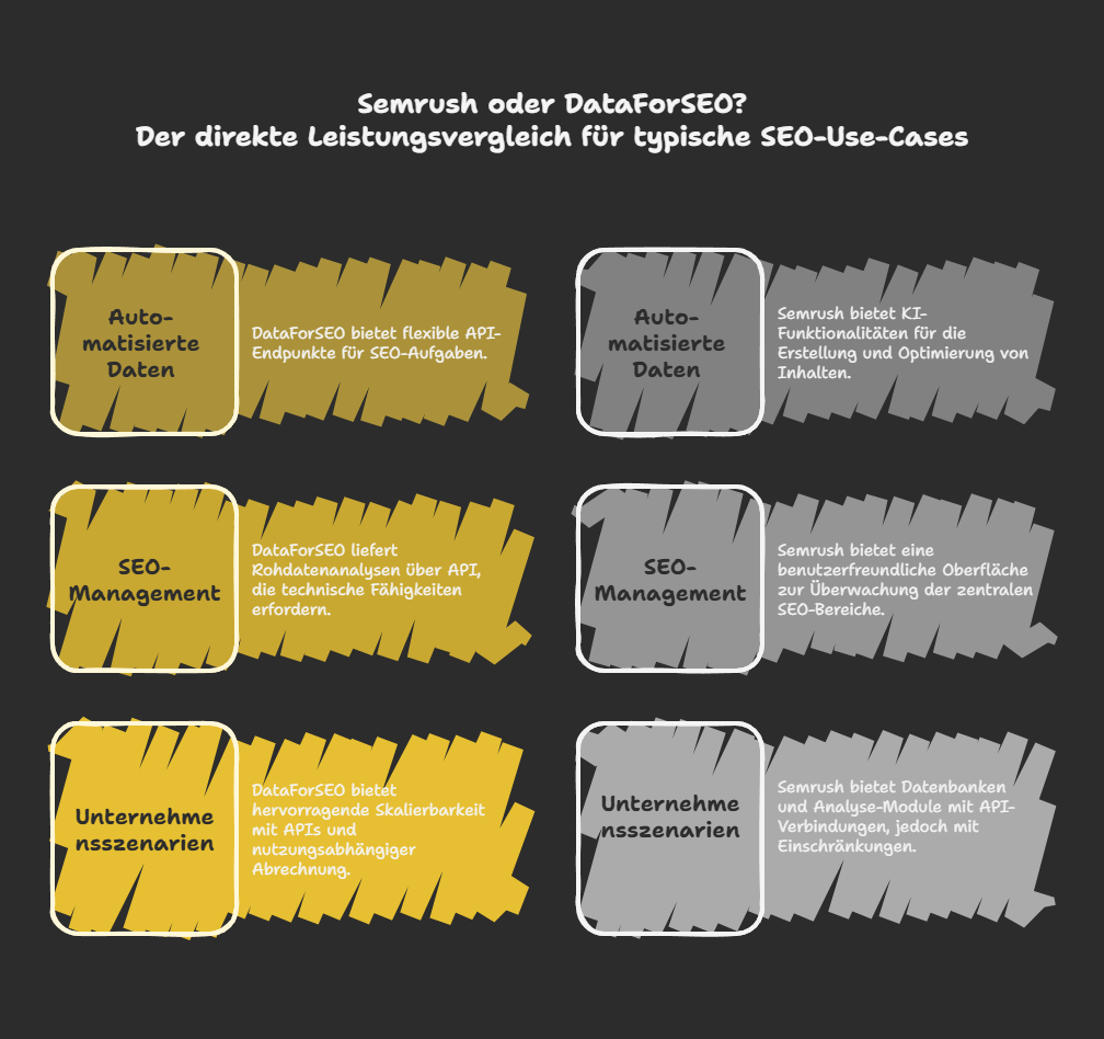 Semrush oder DataForSEO? Der direkte Leistungsvergleich für typische SEO-Use-Cases