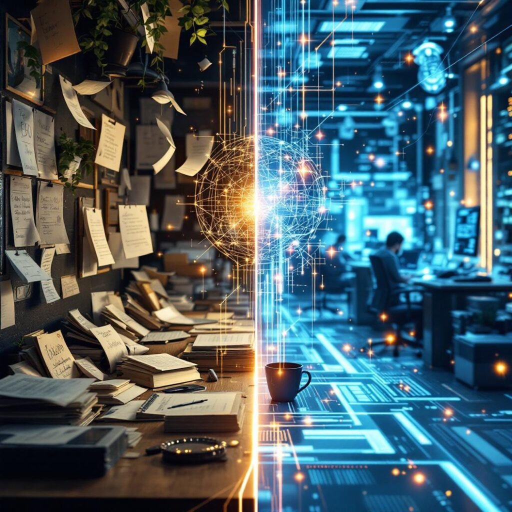 Illustration "Zeit sparen SEO - mit KI Agenten und Automation"